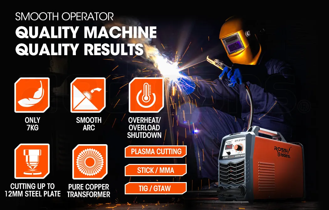 140 Amp 3in1 Multi-process Plasma Cutter GTAW Stick Gas Tungsten Arc Portable Inverter TIG Welder | Brand: ROSSI