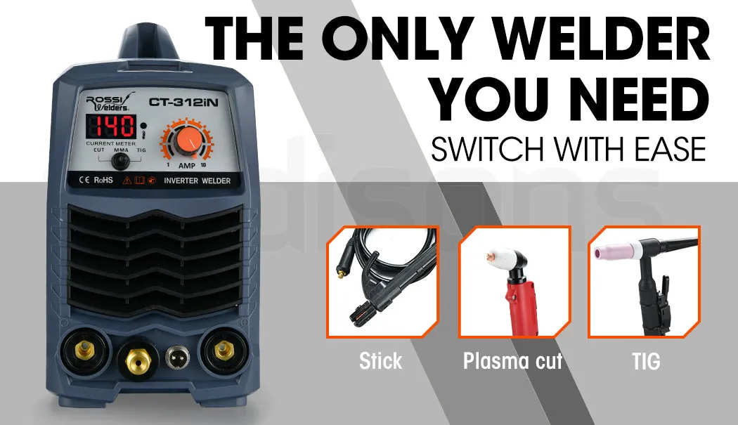 140 Amp 3in1 Multi-process Plasma Cutter GTAW Stick Gas Tungsten Arc Portable Inverter TIG Welder | Brand: ROSSI