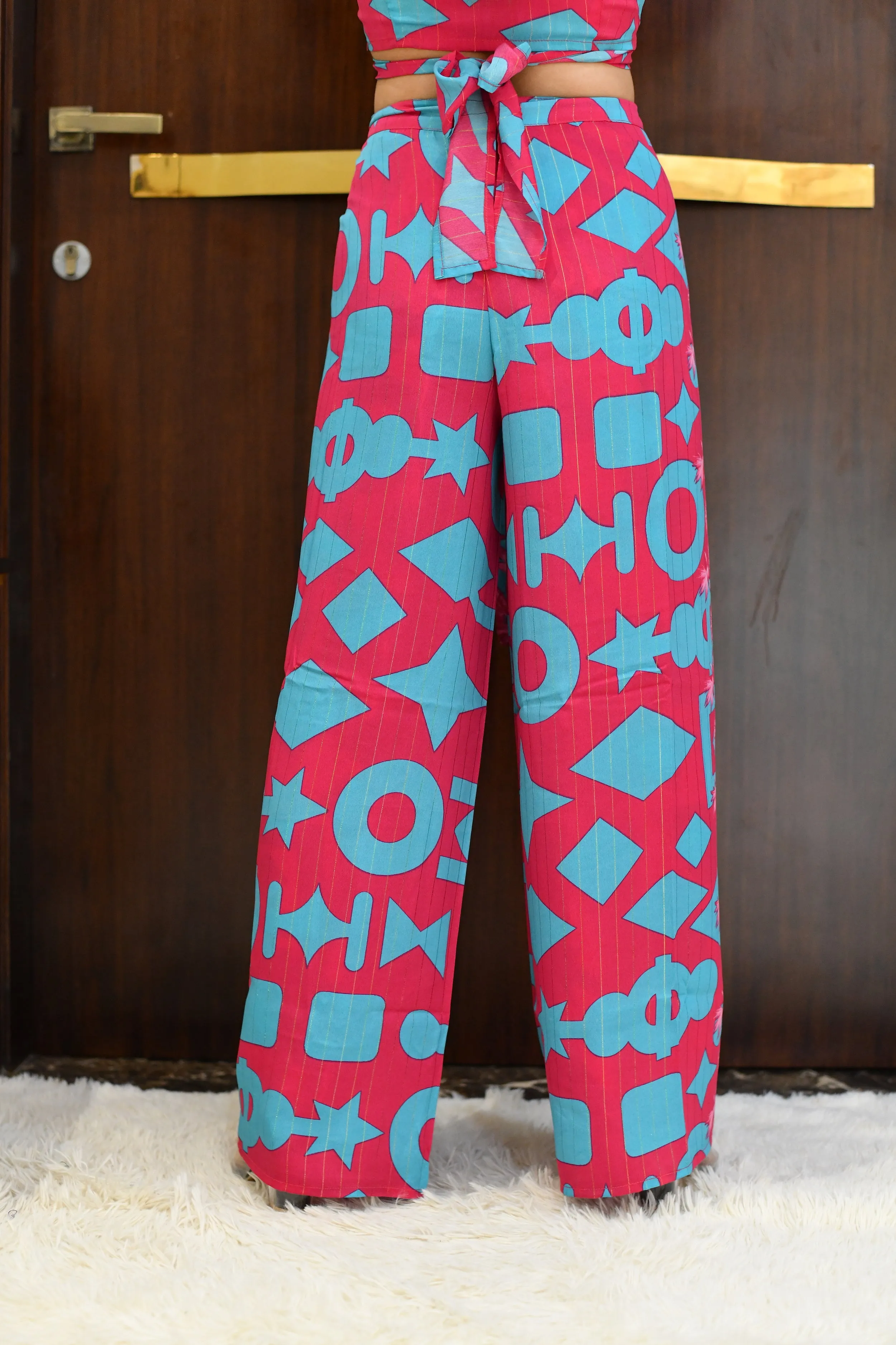 Boho Printed Wrap Trouser - Cotton Candy