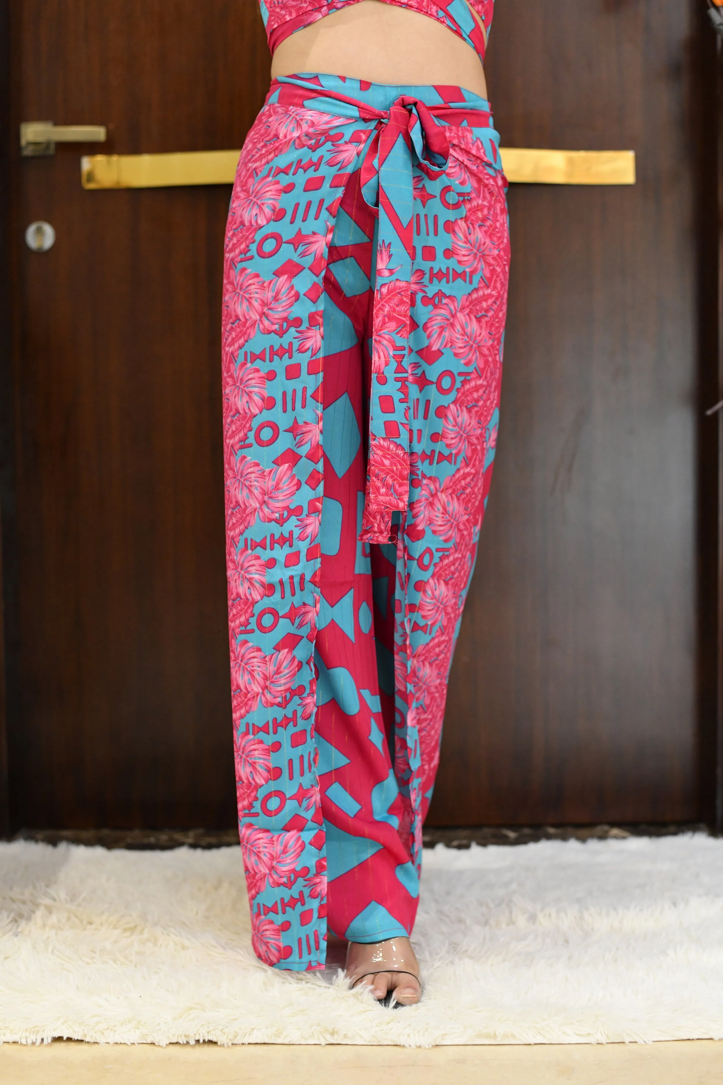 Boho Printed Wrap Trouser - Cotton Candy
