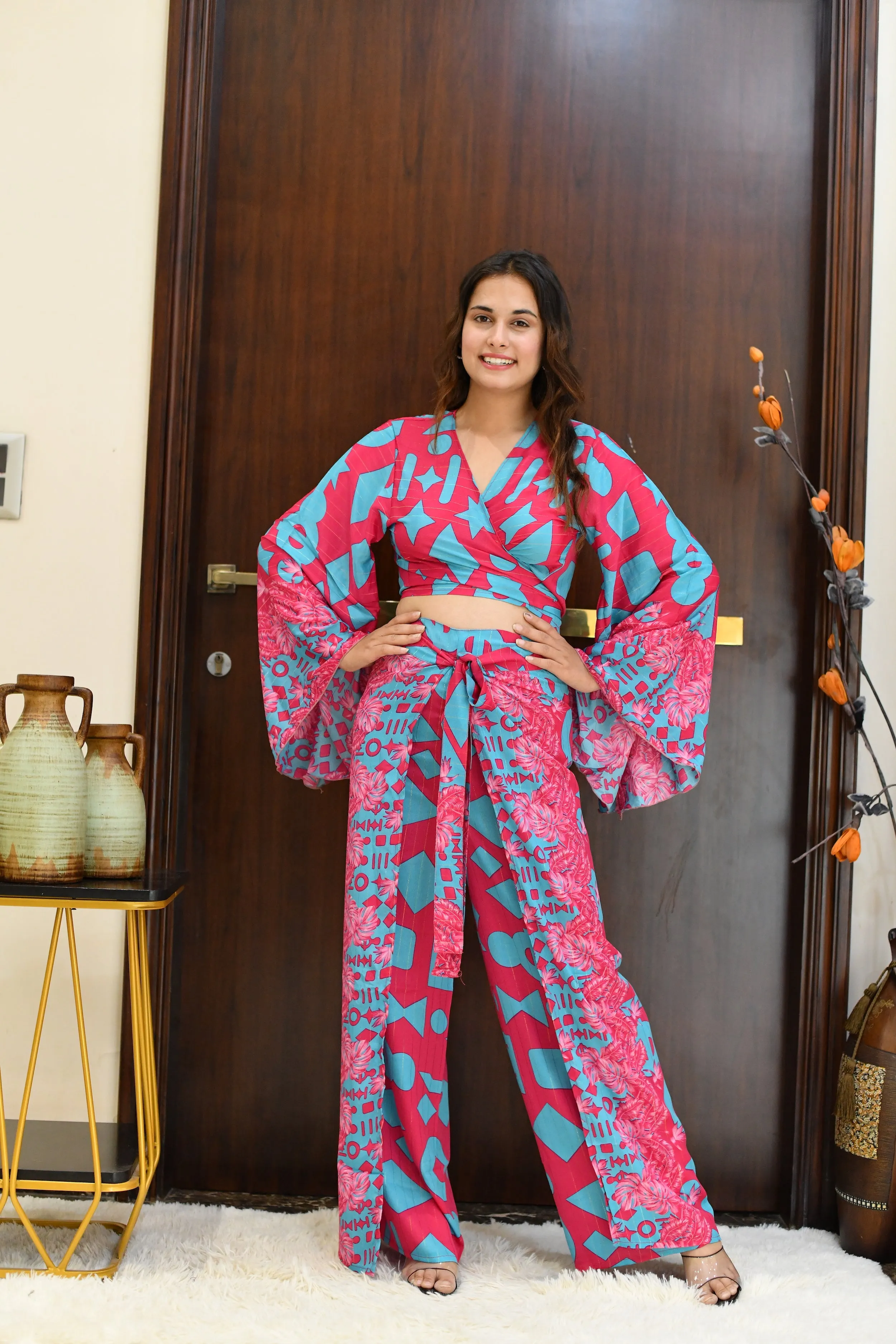 Boho Printed Wrap Trouser - Cotton Candy