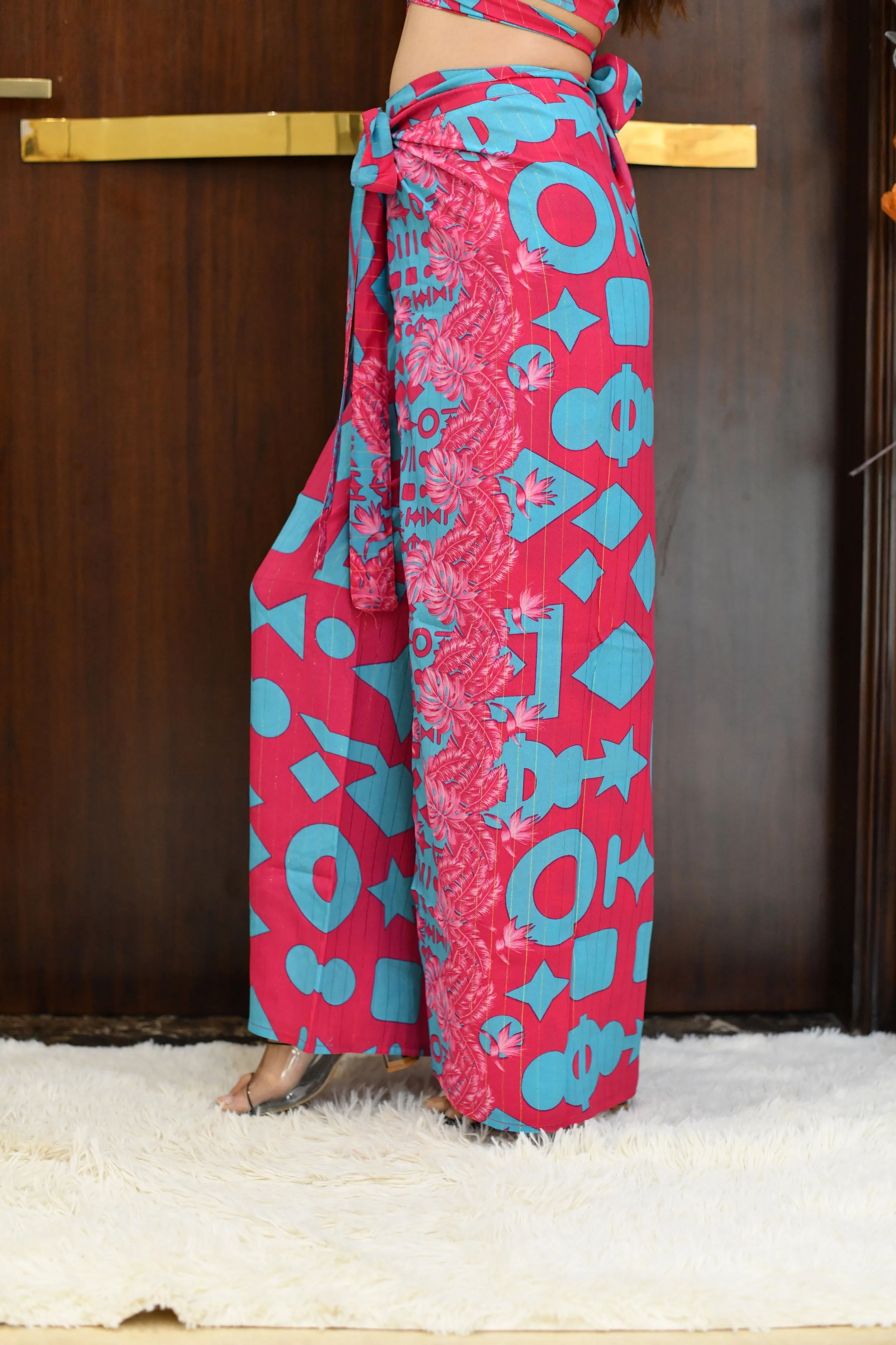 Boho Printed Wrap Trouser - Cotton Candy