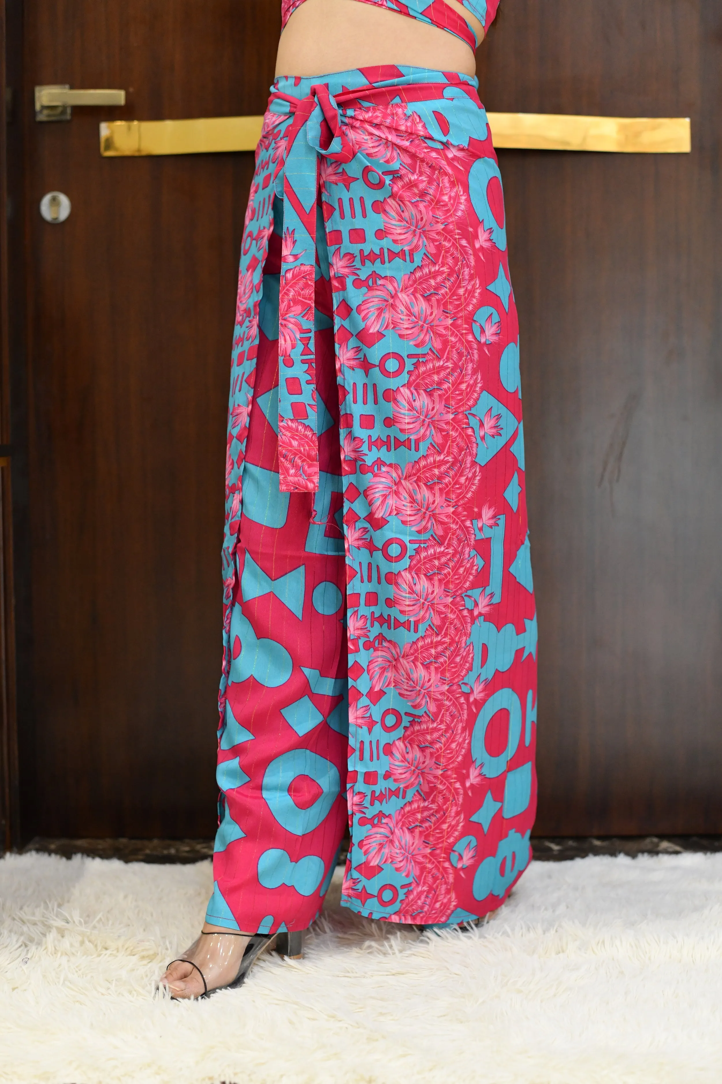Boho Printed Wrap Trouser - Cotton Candy