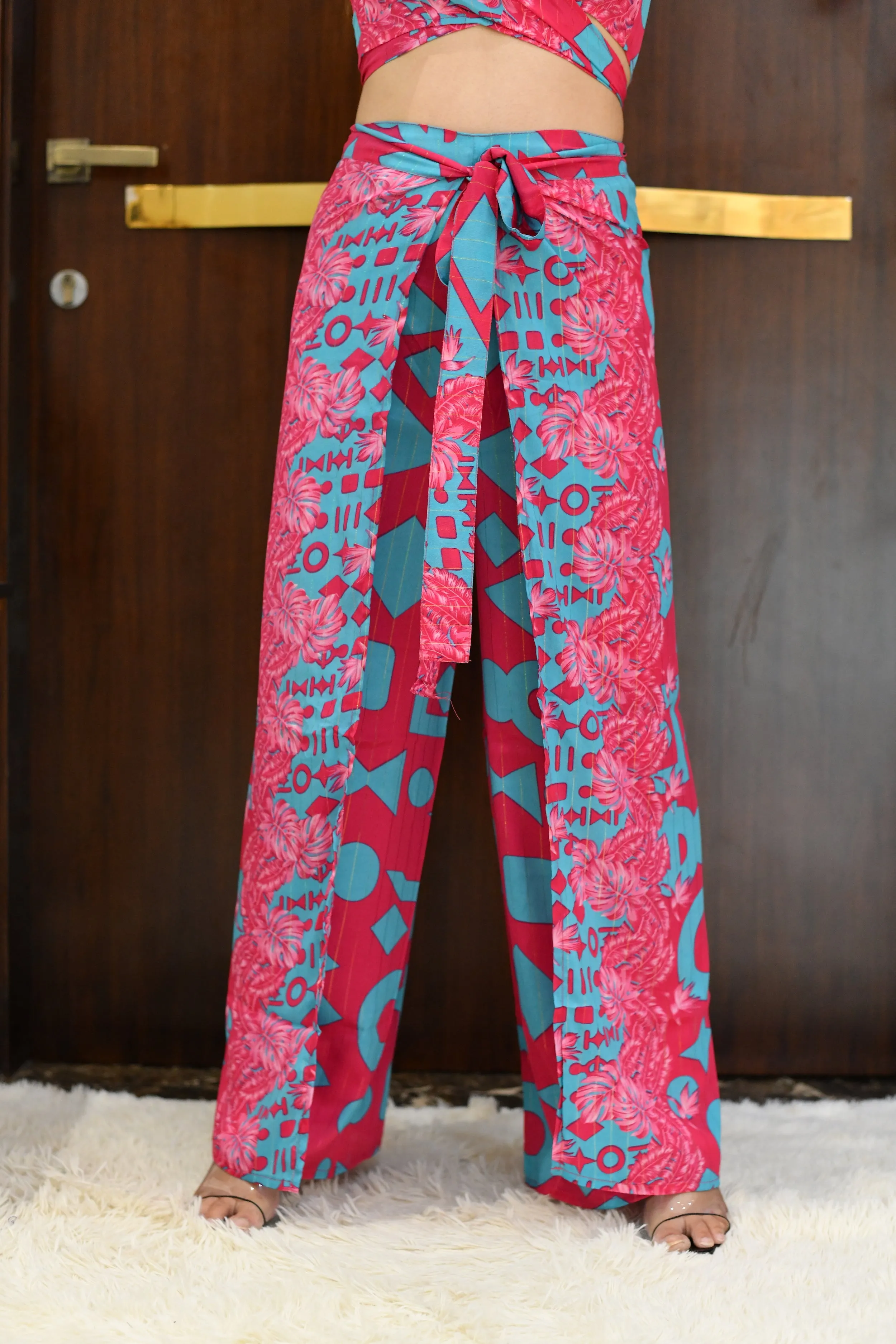 Boho Printed Wrap Trouser - Cotton Candy