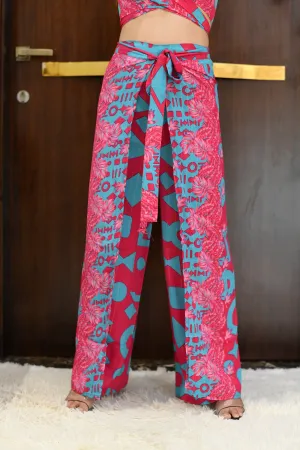 Boho Printed Wrap Trouser - Cotton Candy