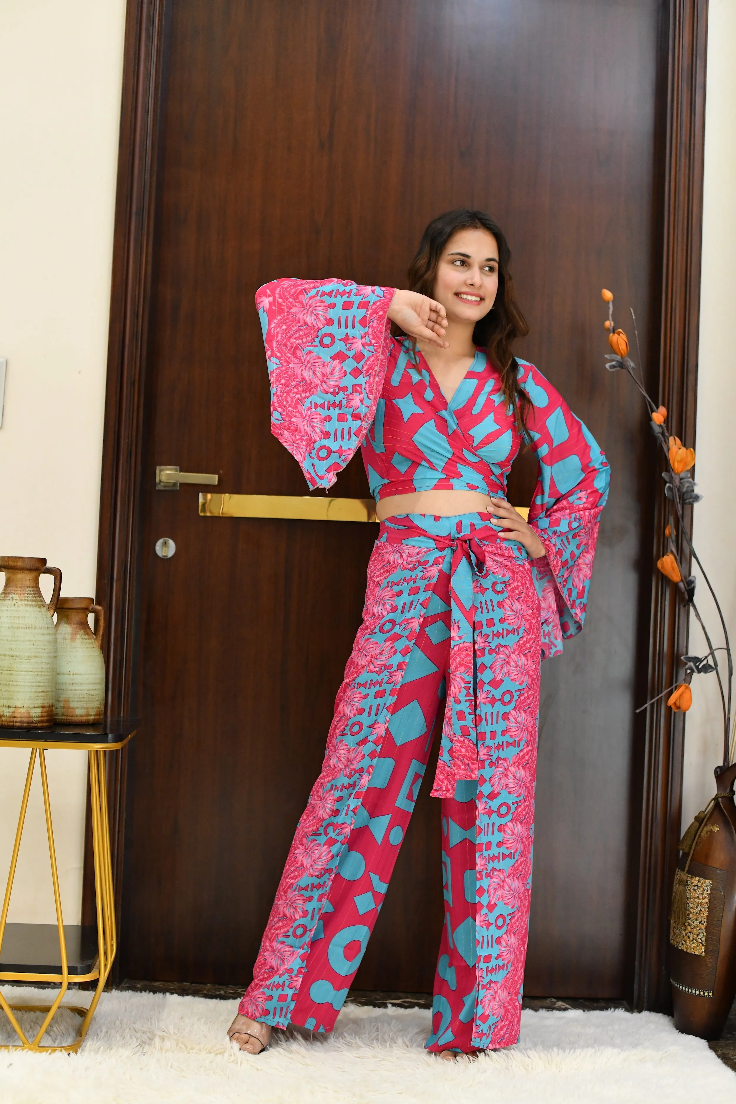 Boho Printed Wrap Trouser - Cotton Candy