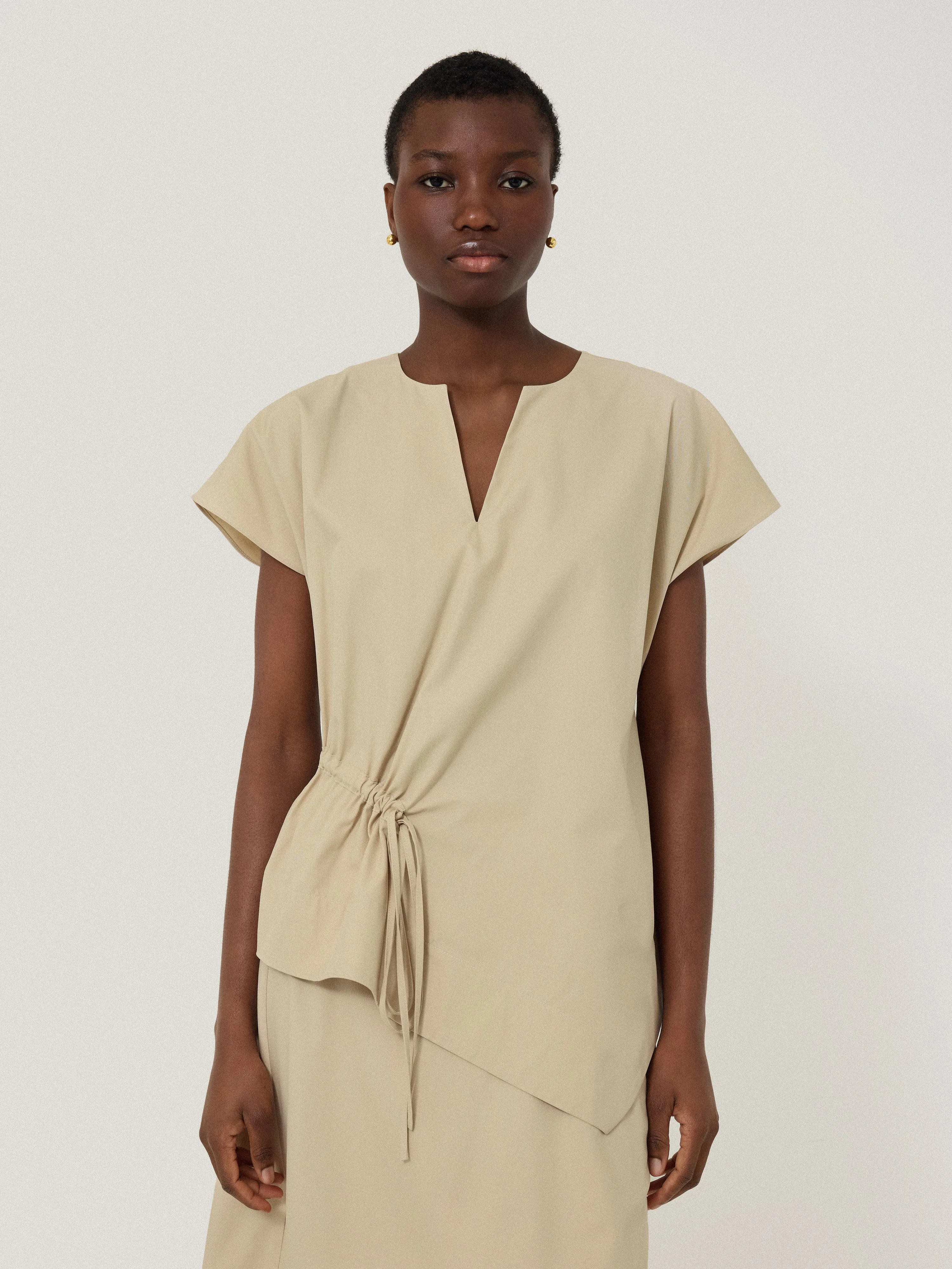 Cotton Mix Relaxed Tunic | Neutral