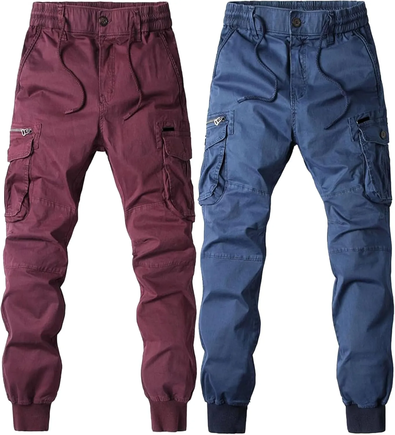 Drawstring Casual Cargo Pants for Men Multi-Pockets Military Cargo Trousers Lightweight Athletic Hiking Sweatpants