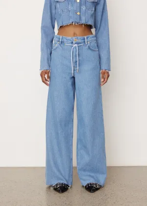 Heavy Denim Wide Drawstring Jeans