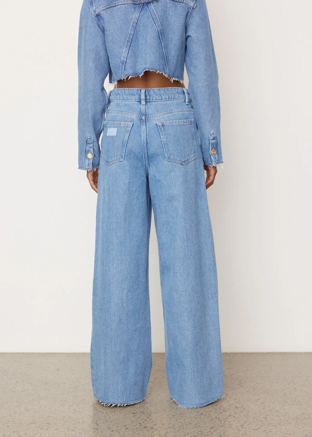 Heavy Denim Wide Drawstring Jeans