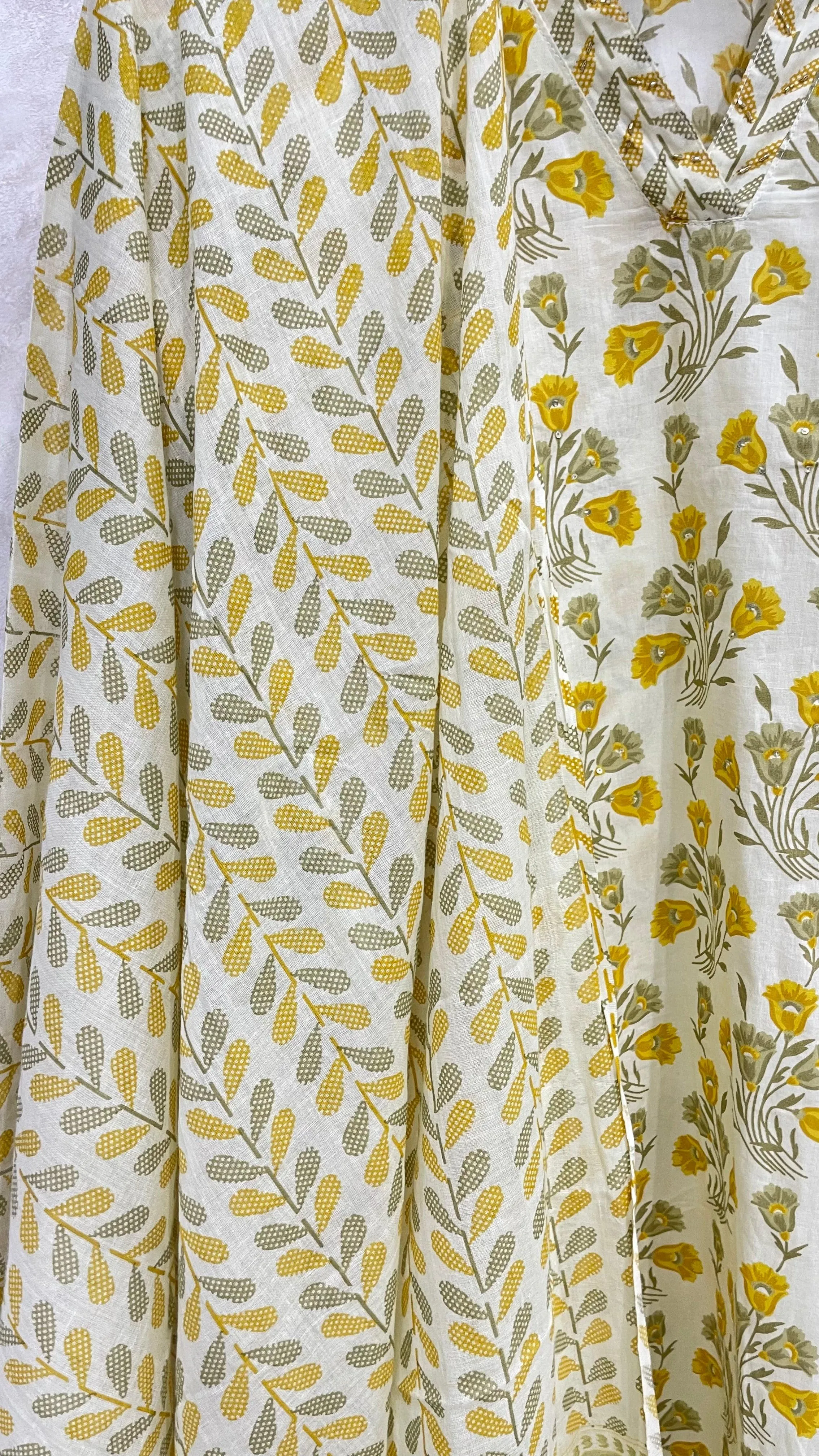 IVORY YELLOW FLORAL COTTON KURTA SET