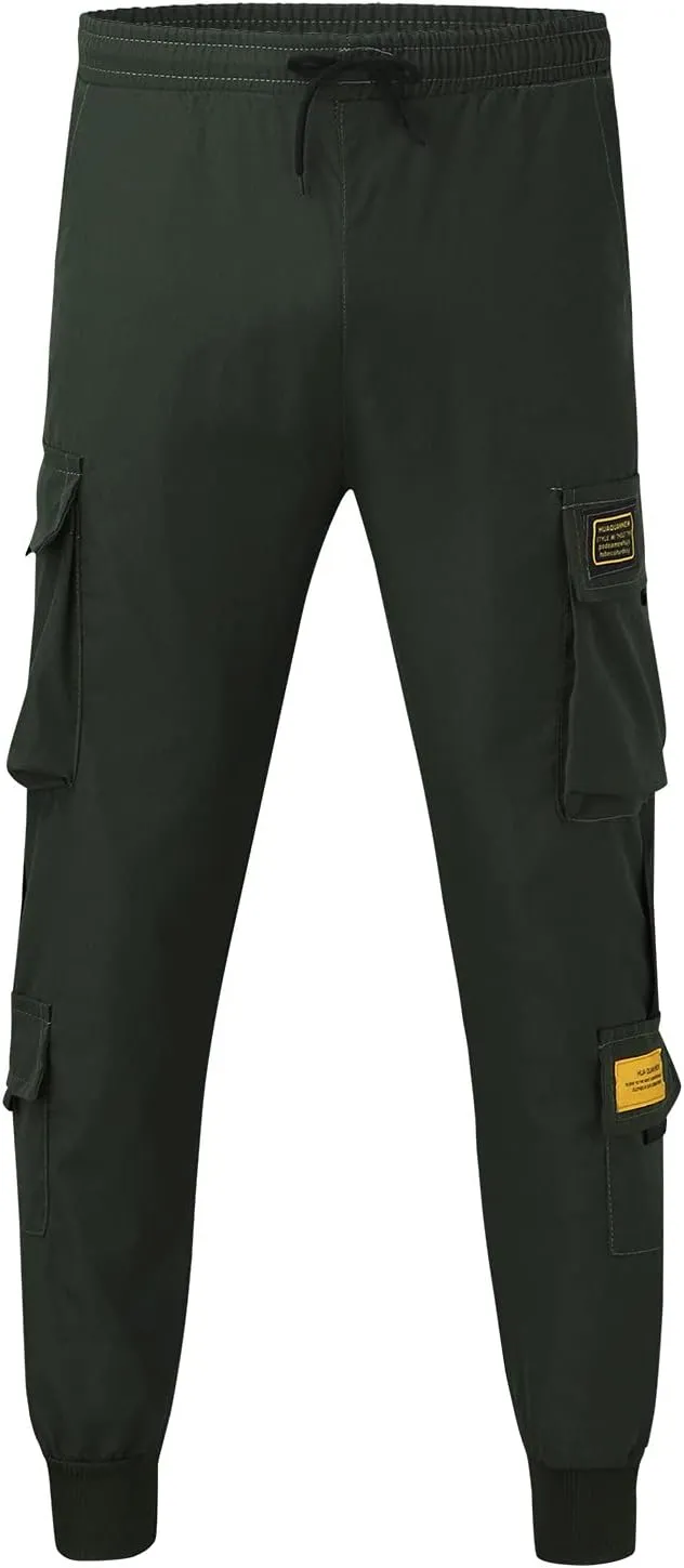 Mens Workout Cargo Sweatpants Track Pants Sports Thickened Pants Solid Waist Jogger Men's Active Fleece Pants Casual