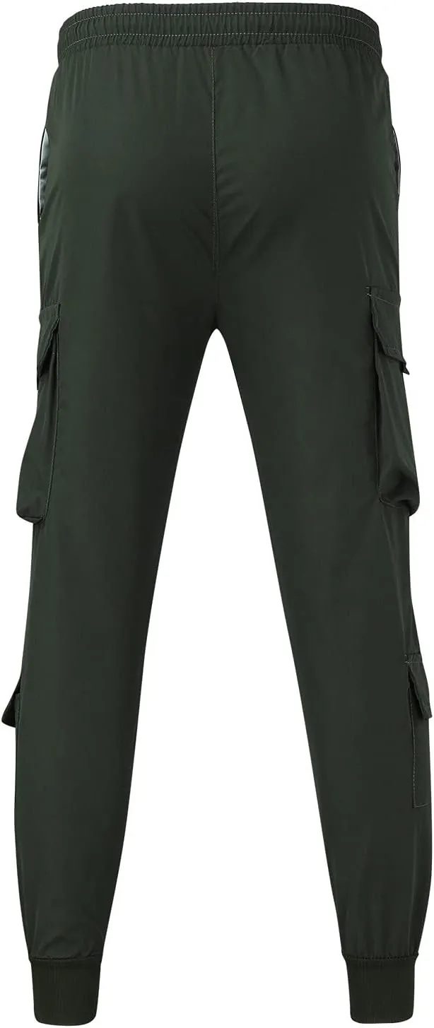 Mens Workout Cargo Sweatpants Track Pants Sports Thickened Pants Solid Waist Jogger Men's Active Fleece Pants Casual