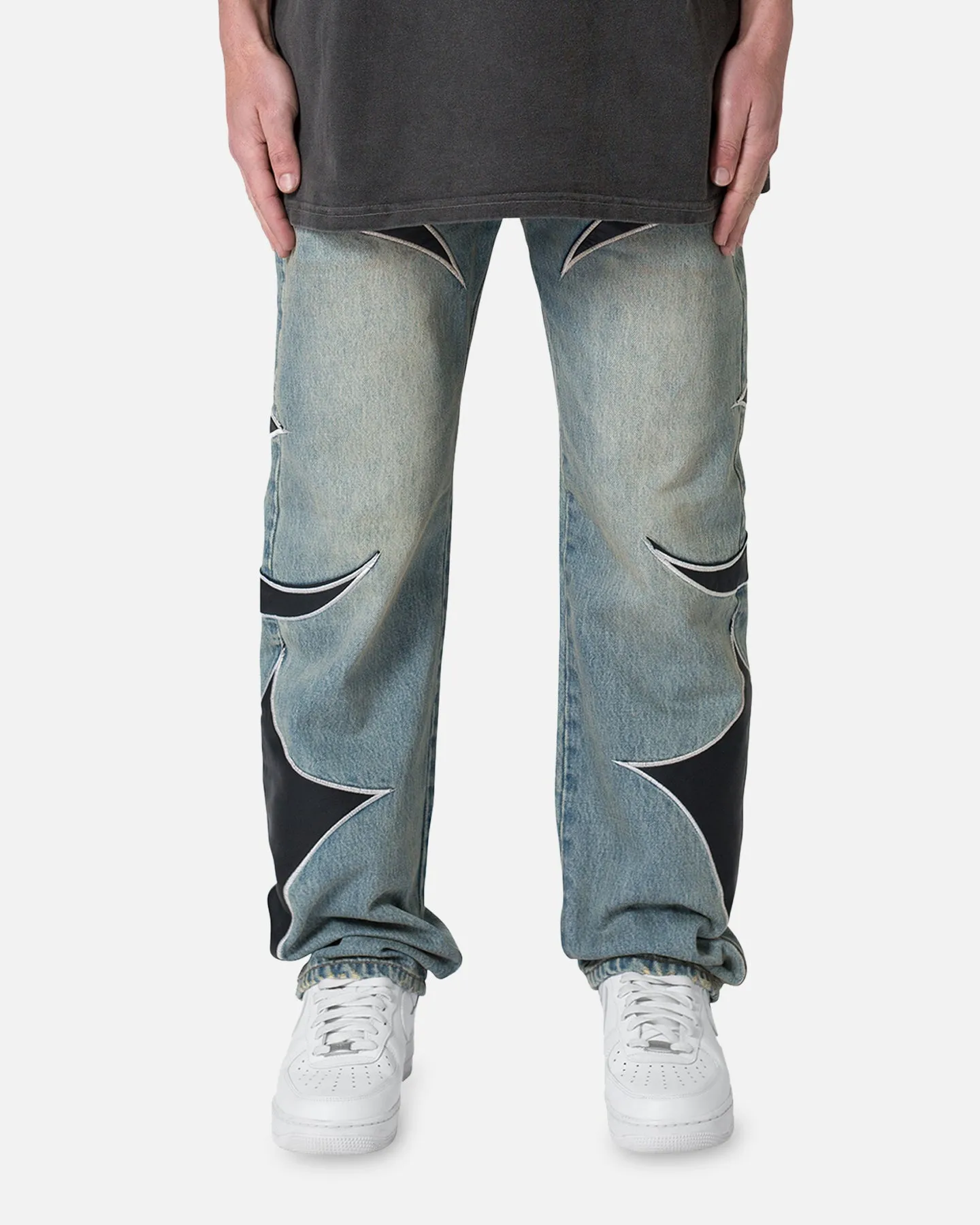 MNML Tribal Patched Denim Jeans Blue/Black