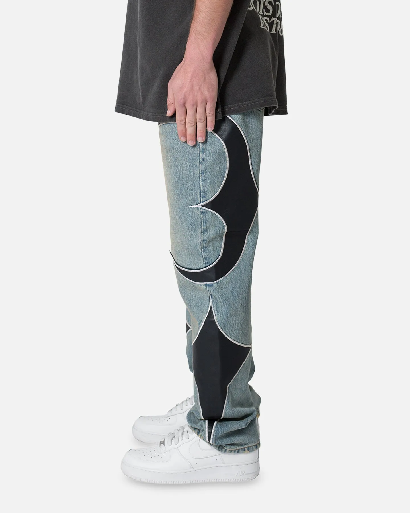 MNML Tribal Patched Denim Jeans Blue/Black