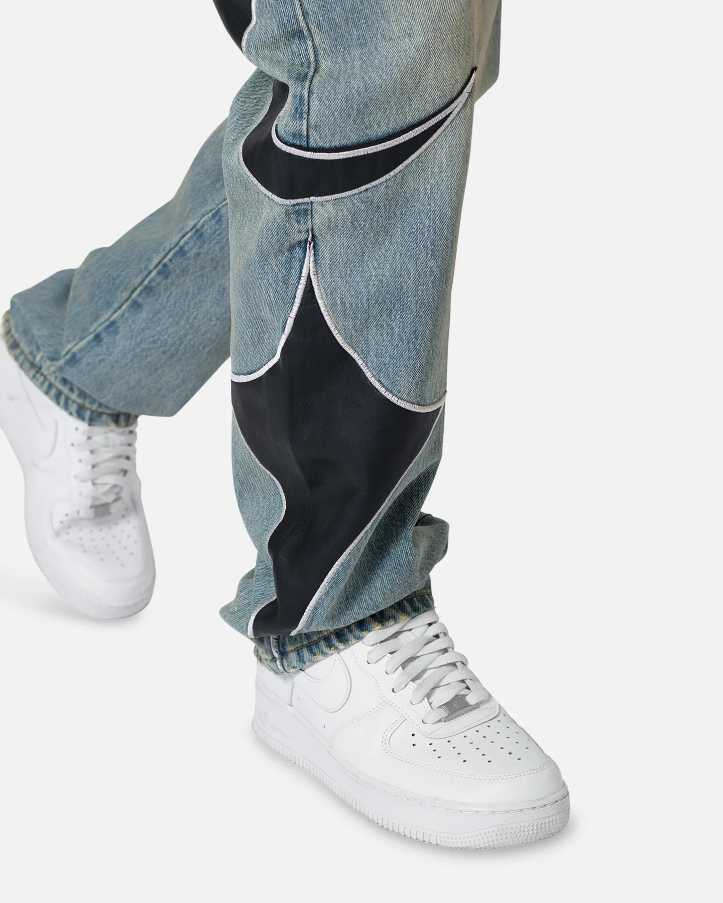 MNML Tribal Patched Denim Jeans Blue/Black