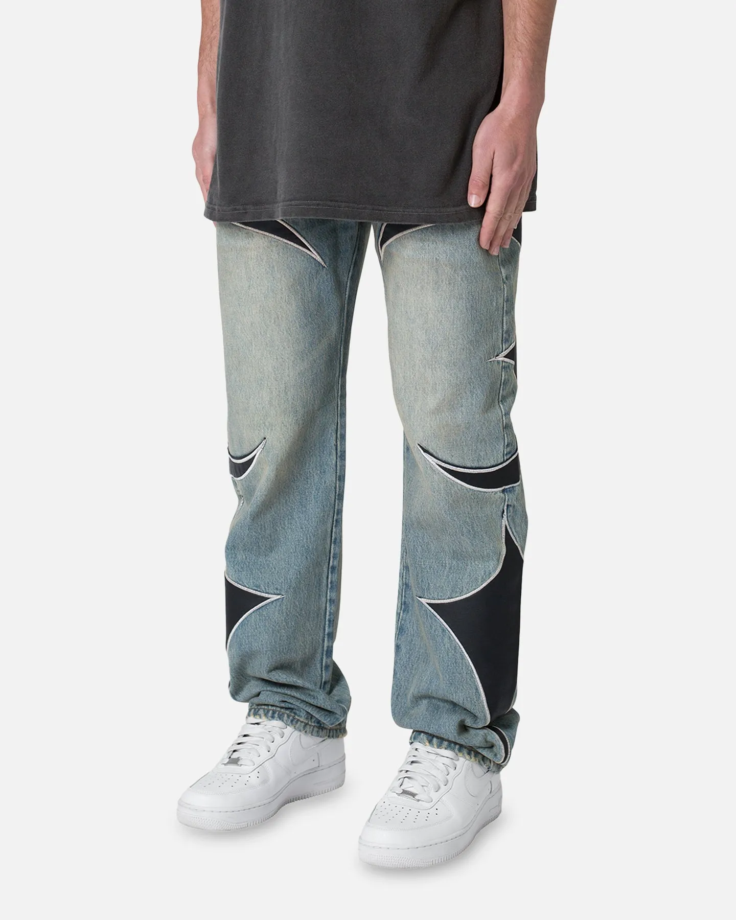 MNML Tribal Patched Denim Jeans Blue/Black