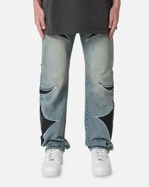 MNML Tribal Patched Denim Jeans Blue/Black