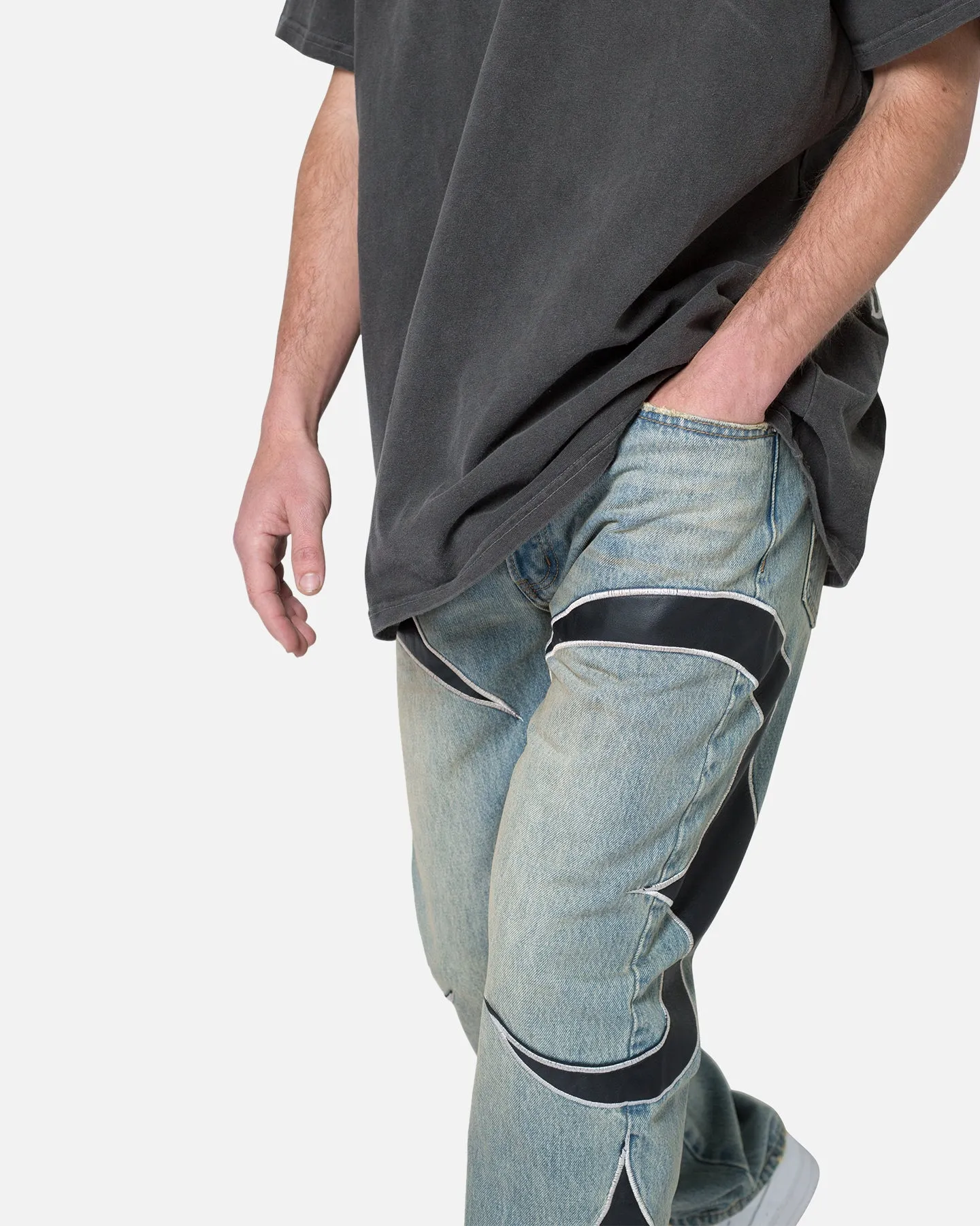 MNML Tribal Patched Denim Jeans Blue/Black