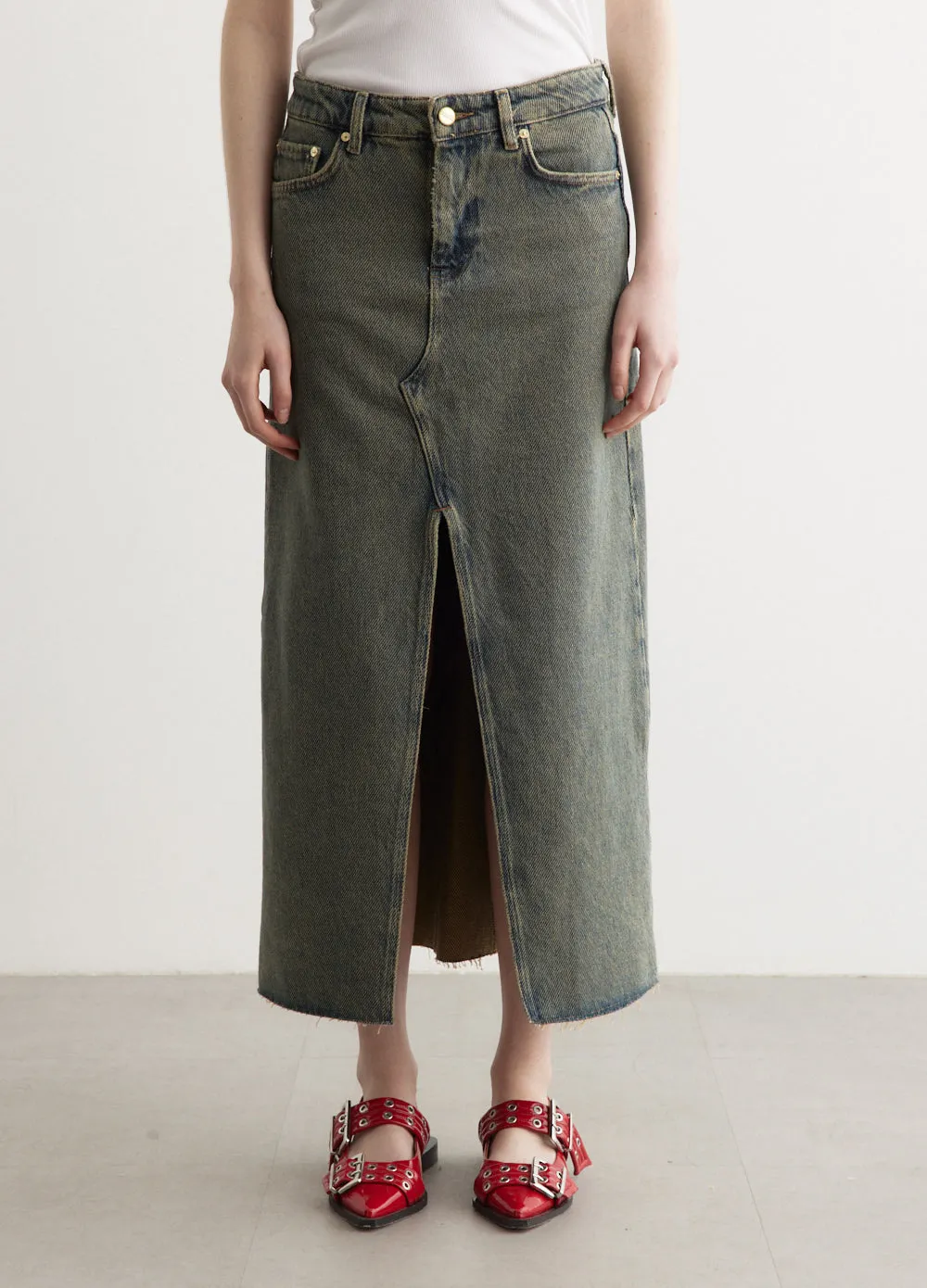Overdyed Heavy Denim Maxi Skirt