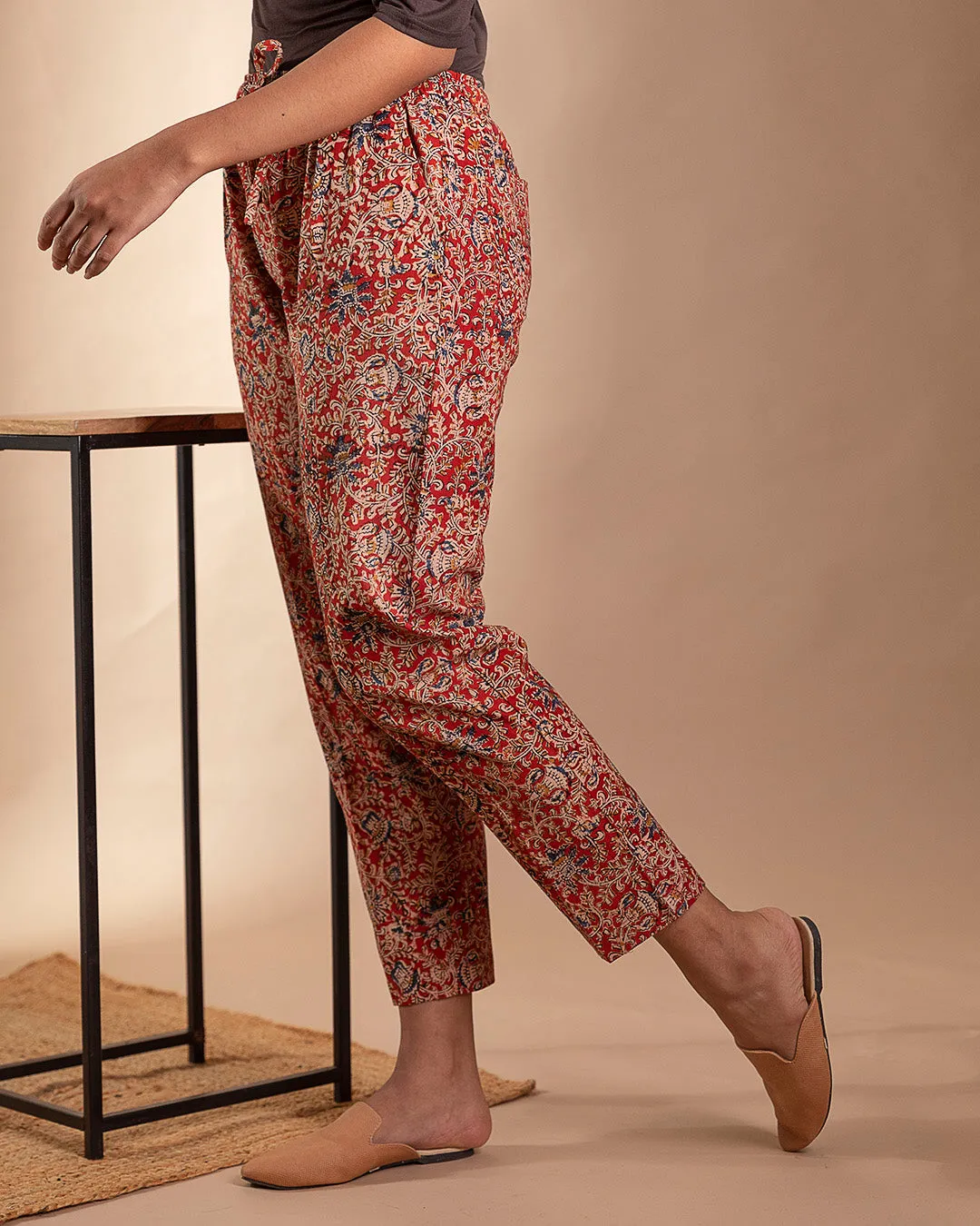 Printed Cotton Pants Red